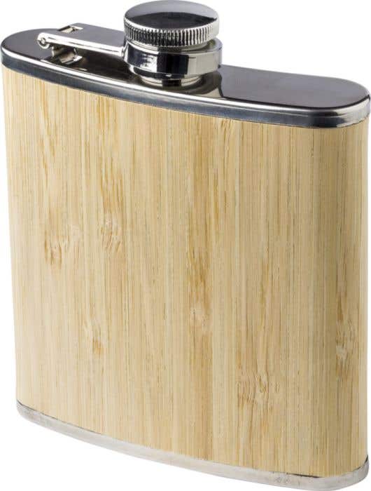 Stainless steel and bamboo hip flask Hayden