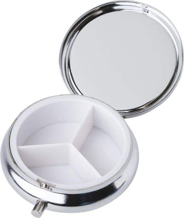 Pill box Zara | Metal | 3 compartments | Mirror