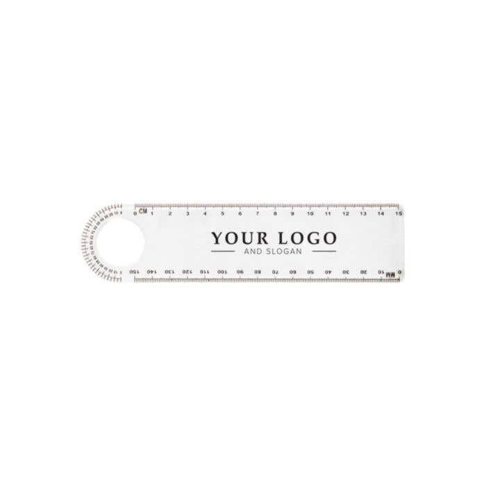 Ruler Ashlyn | Plastic | Transparent | With protractor and magnifier