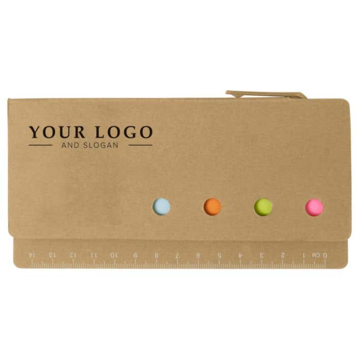 Kartonnen memoblaadjeshouder met liniaal Riva