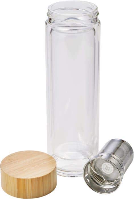 Drinking bottle Vicente | Glass | Bamboo lid | 420 ml