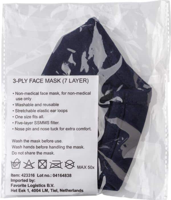 Masque en coton et polyester réutilisable Riyan
