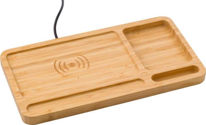 Wireless charger Faye | Bamboo | Desk organizer