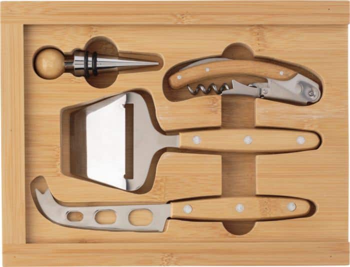 Bamboo cheese and wine set Patrick