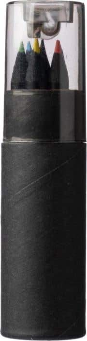 Set 6 matite colorate in legno con rifiniture in nero Beate