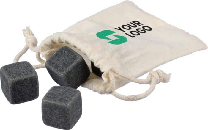 Stone ice cubes Jens | 4 pcs | Cotton bag