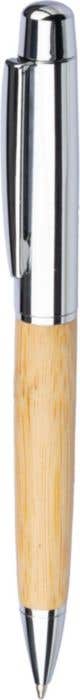 Bolígrafo giratorio de acero inox. y bambú Anke