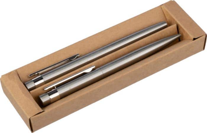 Schrijfset Fritz | Gerecycled rvs | Draaibalpen en rollerball