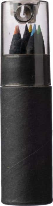 Set 6 matite colorate in legno con rifiniture in nero Beate