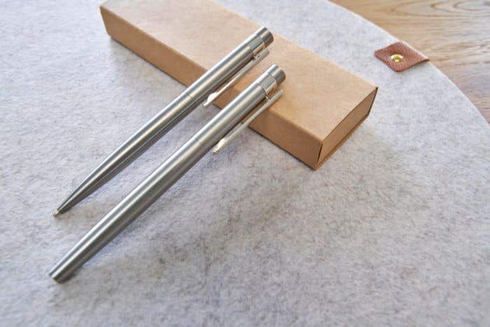 Schrijfset Fritz | Gerecycled rvs | Draaibalpen en rollerball