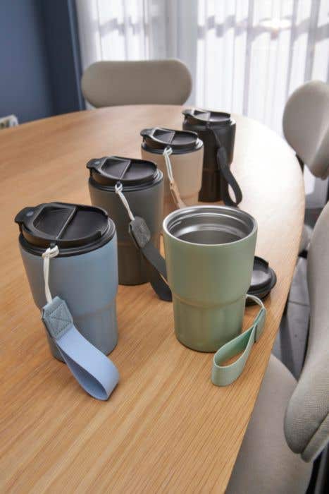 Stainless steel double walled mug Louisa