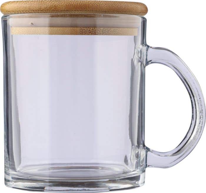 Drinkbeker Ashley | Gerecycled glas | Bamboe deksel | 300 ml