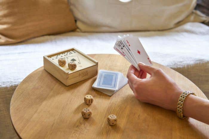 Wooden box with game set Myriam