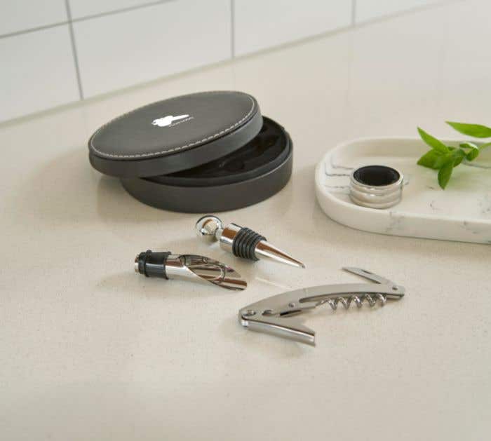 Set da vino 4 accessori, in acciaio inox Jeremy