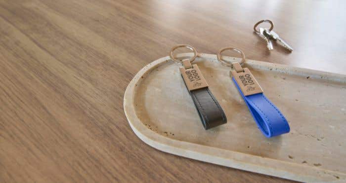 Portachiavi in acciaio con anello in PU Keon