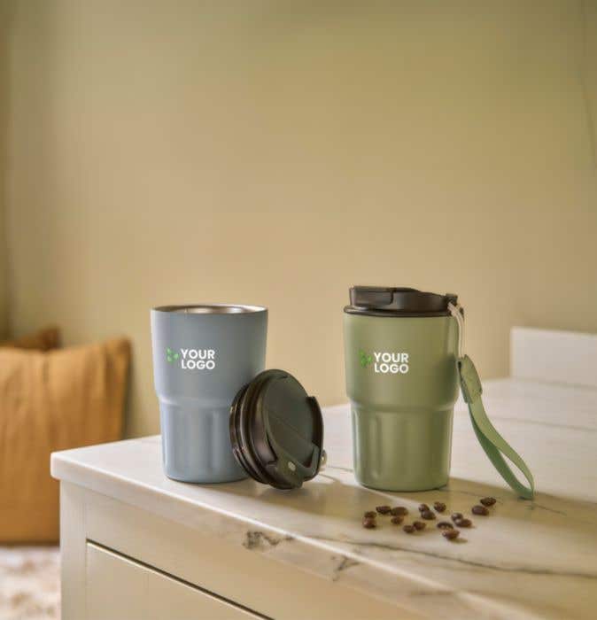 Stainless steel double walled mug Louisa