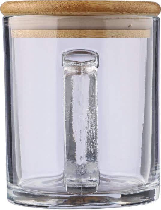 Drinkbeker Ashley | Gerecycled glas | Bamboe deksel | 300 ml