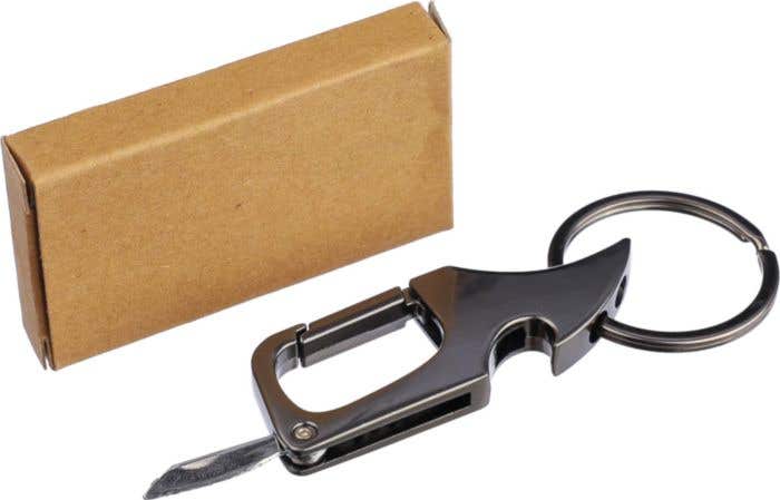 Llavero multiherramientas de metal con mosquetón Bella