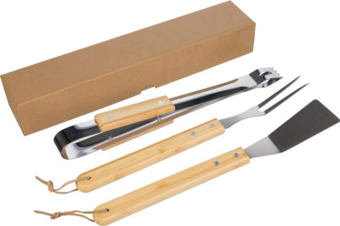 BBQ set Kaitlyn | Stainless steel | 3 pcs | Wooden handles