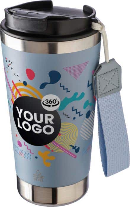 Recycled stainless steel double-walled drinking mug 500 ml Kayla