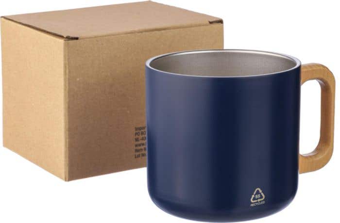 Mok Dwight | Gerecycled rvs | Houten handvat | 400 ml