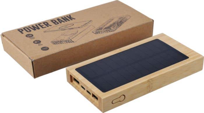 Powerbank solar em bambu Elz