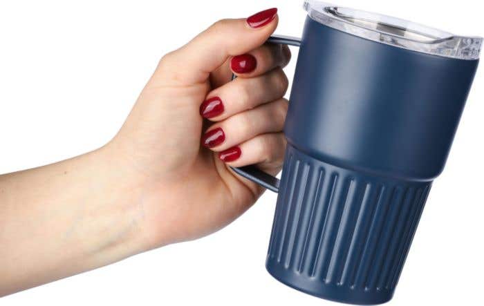 Recycled stainless steel double-walled travel mug (450 ml) Calo