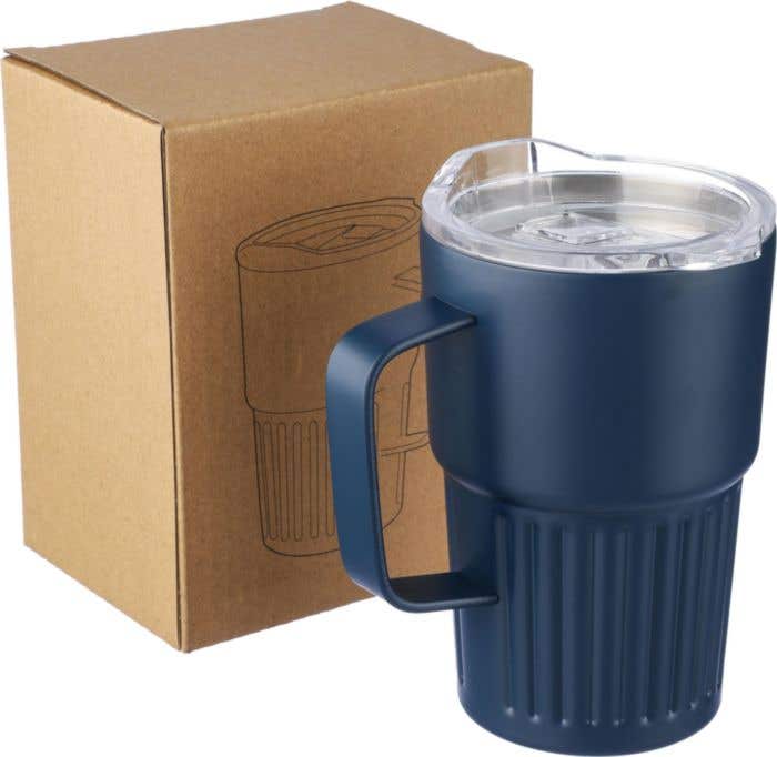 Recycelter Edelstahl-Reisebecher mit doppelter Wand (450 ml) von Calo