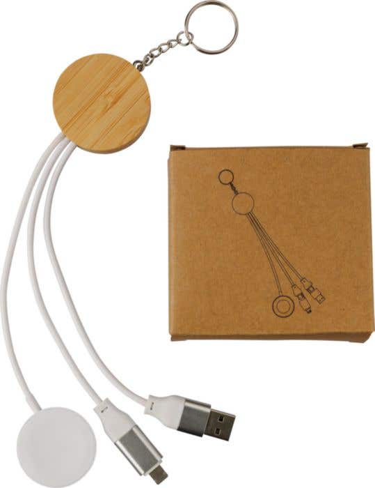 Sleutelhanger met oplaadkabels Mei | Bamboe | Met smartwatchlader