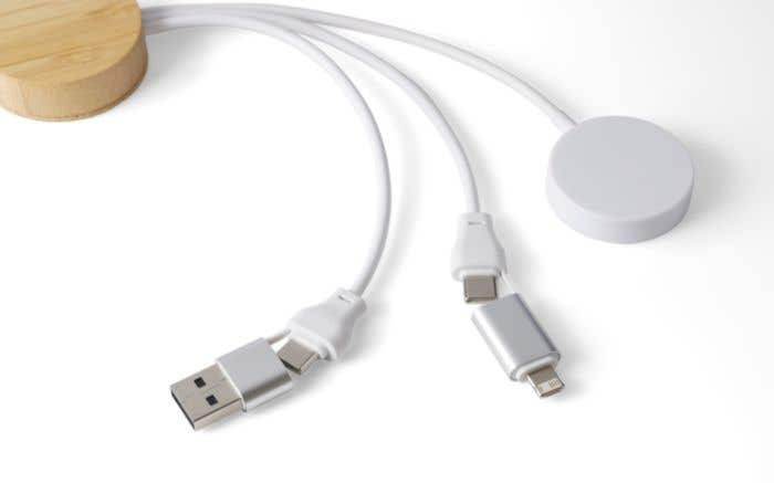 Sleutelhanger met oplaadkabels Mei | Bamboe | Met smartwatchlader