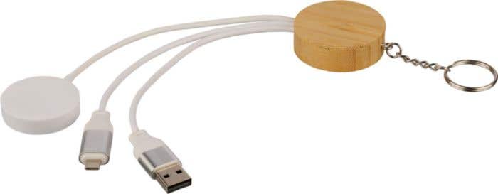 Sleutelhanger met oplaadkabels Mei | Bamboe | Met smartwatchlader