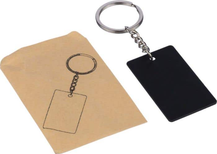 Llavero rectangular de acero inox. reciclado Jax