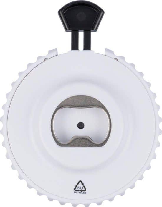 Dado mecánico de ABS reciclado Cian con abrebotellas