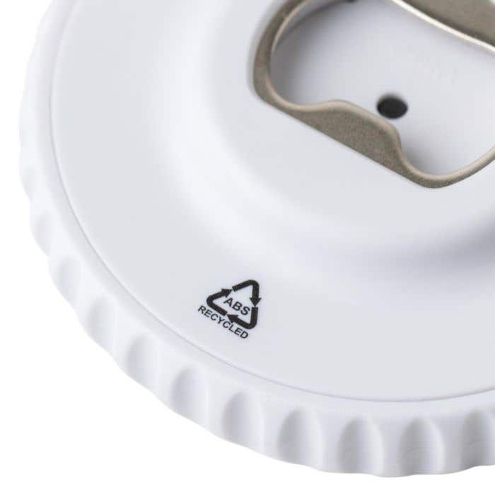 Dado mecánico de ABS reciclado Cian con abrebotellas