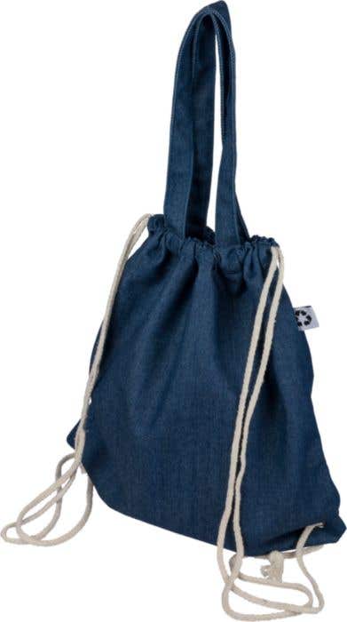 Borsa denim riciclato con coulisse Dex