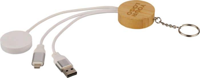 Sleutelhanger met oplaadkabels Mei | Bamboe | Met smartwatchlader