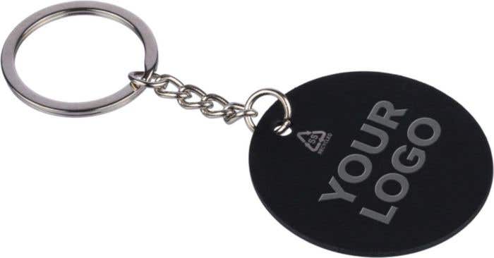 Recycled stainless steel round keychain Risa