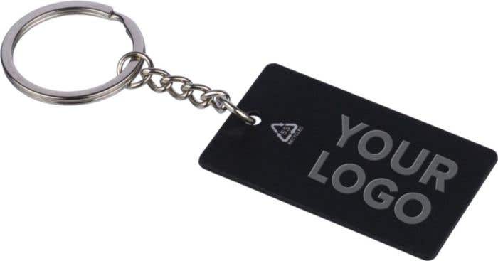 Llavero rectangular de acero inox. reciclado Jax