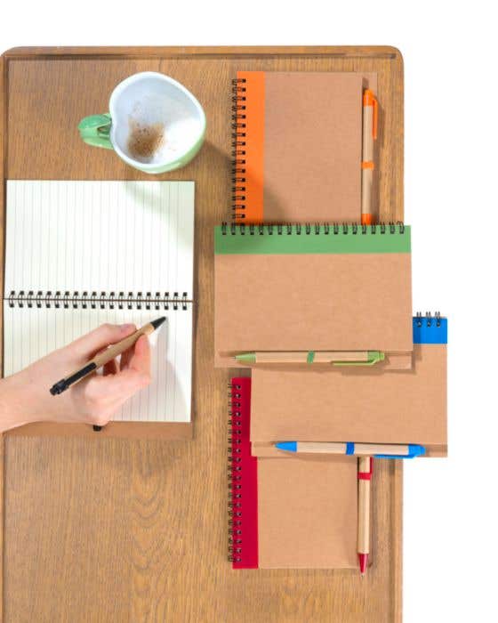 Notitieboek Stella | Gerecycled karton | Gelinieerd | Balpen