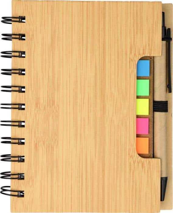 Notitieboek Niall | Bamboelook | Met notitieblaadjes en balpen