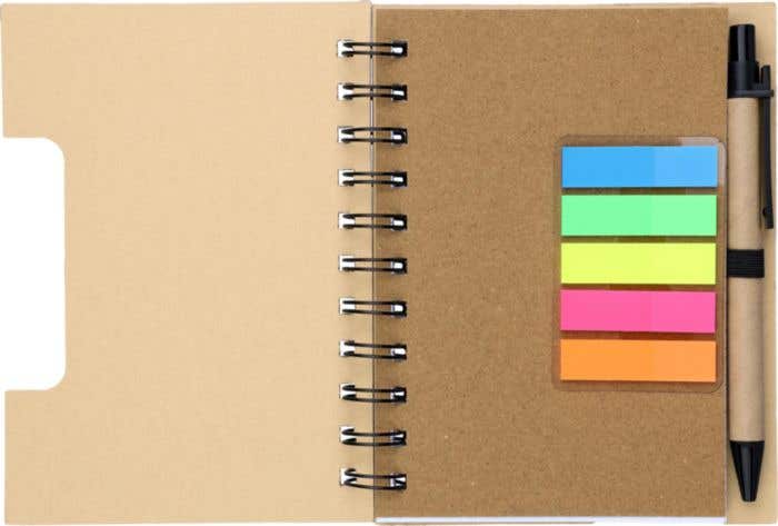 Notebook Niall | Bamboo look | With sticky notes and ballpen