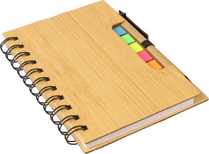 Notebook Niall | Bamboo look | With sticky notes and ballpen