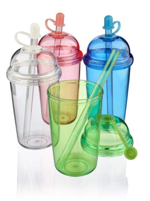 Drinkbeker met rietje 500 ml Glow