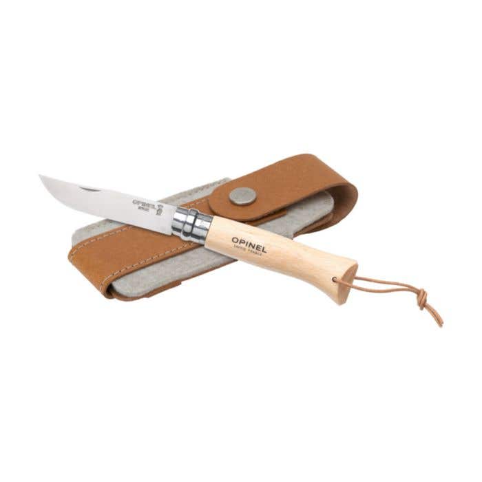 Opinel Inox No 08 Natural pocket knife | With belt pouch