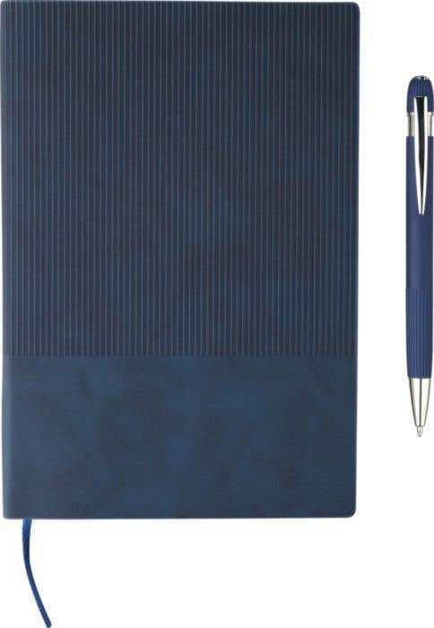 Recycled PU notebook (A5) and ballpen set Tarek