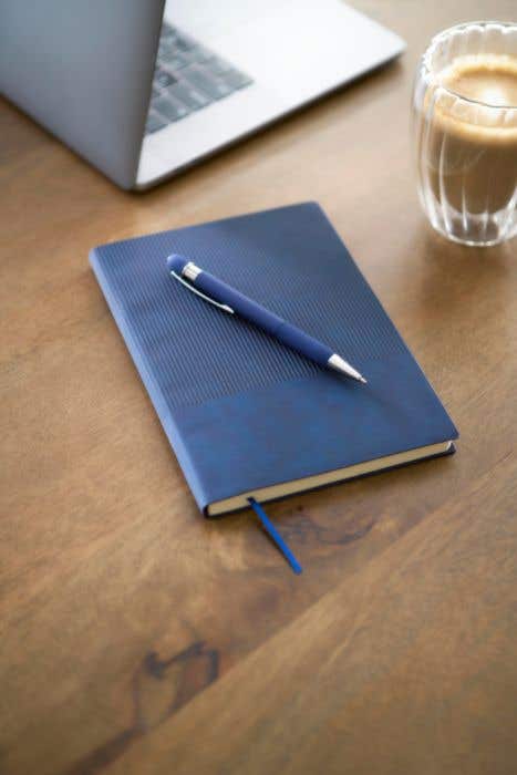 Recycled PU notebook (A5) and ballpen set Tarek