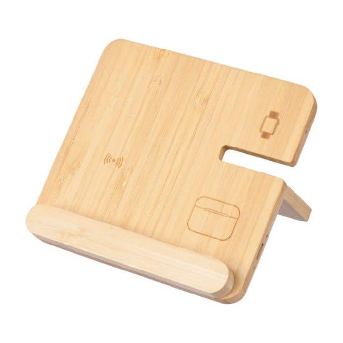 Draadloze oplader Tribu | Gerecycled bamboe | 3-in-1