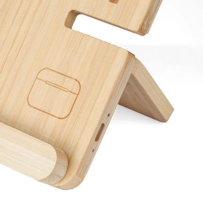 Draadloze oplader Tribu | Gerecycled bamboe | 3-in-1