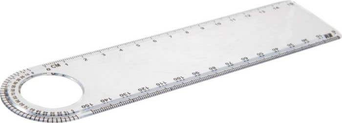 Ruler Ashlyn | Plastic | Transparent | With protractor and magnifier