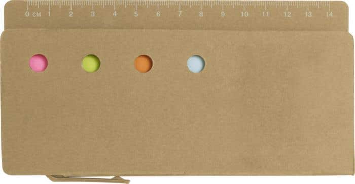 Kartonnen memoblaadjeshouder met liniaal Riva